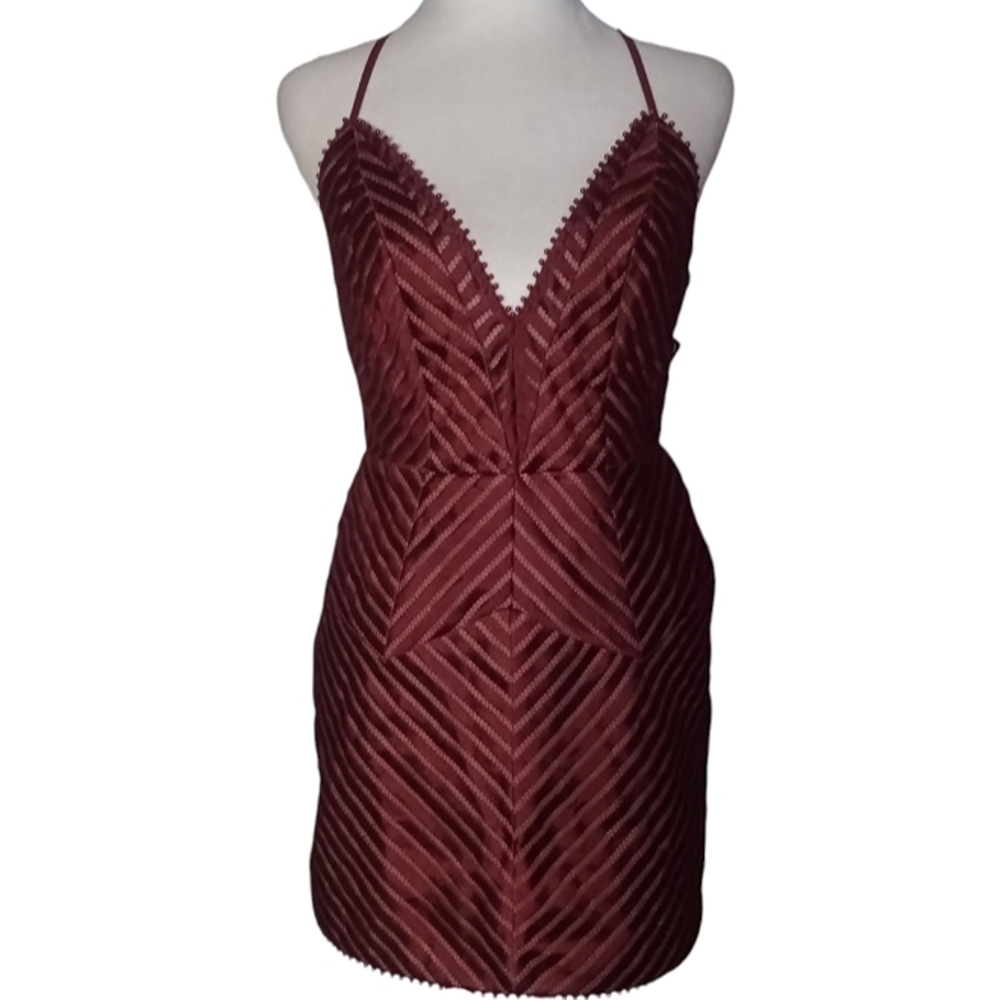 Revolve X By NBD Burgundy Strappy Illusion Detail Mini Dress Size Small